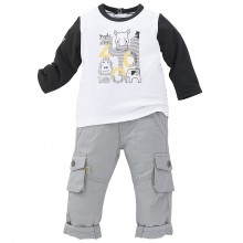 Ensemble tee-shirt et pantalon Graphic zoo gris (12 mois : 74 cm)  par Sucre d'orge