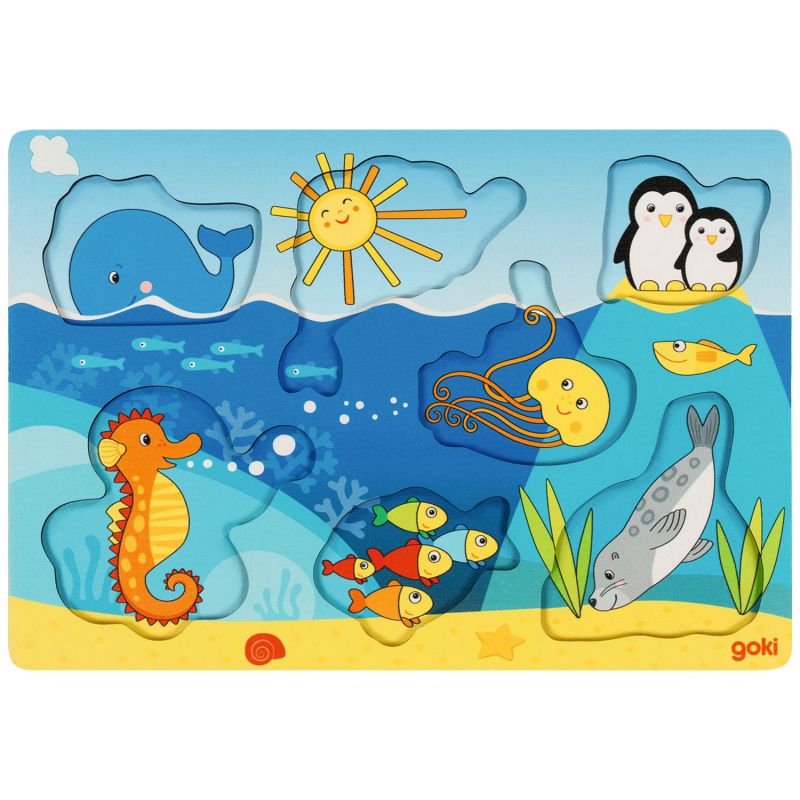 Puzzle en bois Animaux de la mer (7 pièces) Goki Produit 1