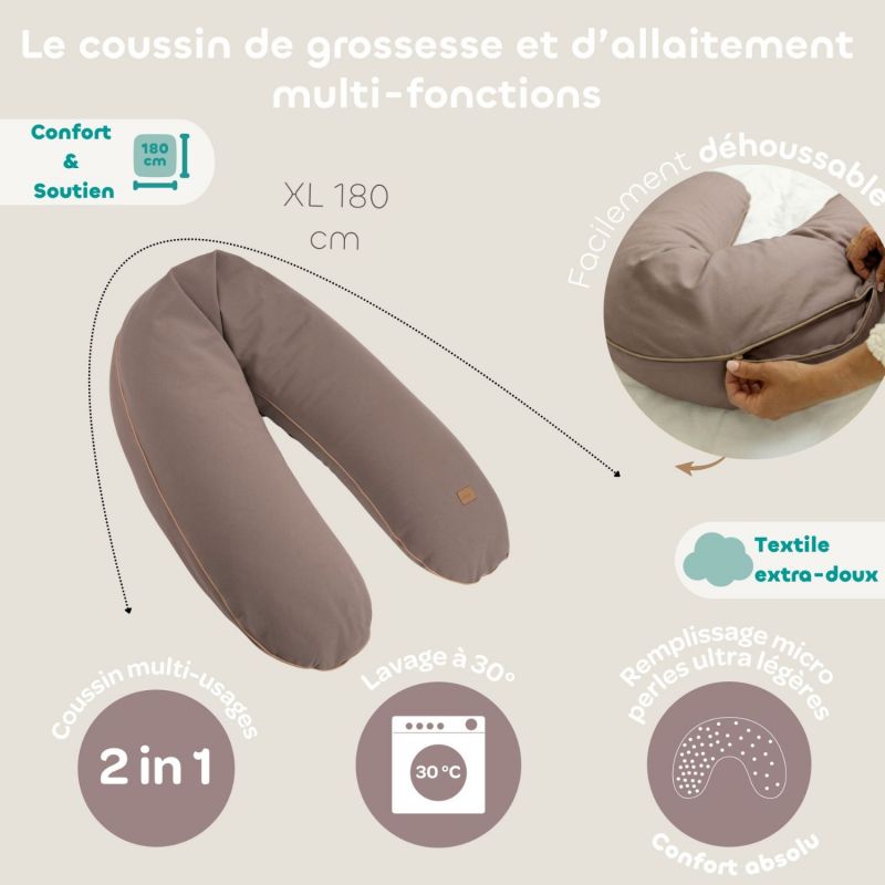 Coussin de grossesse Big Flopsy French Terry Cacao Béaba Ambiance 8