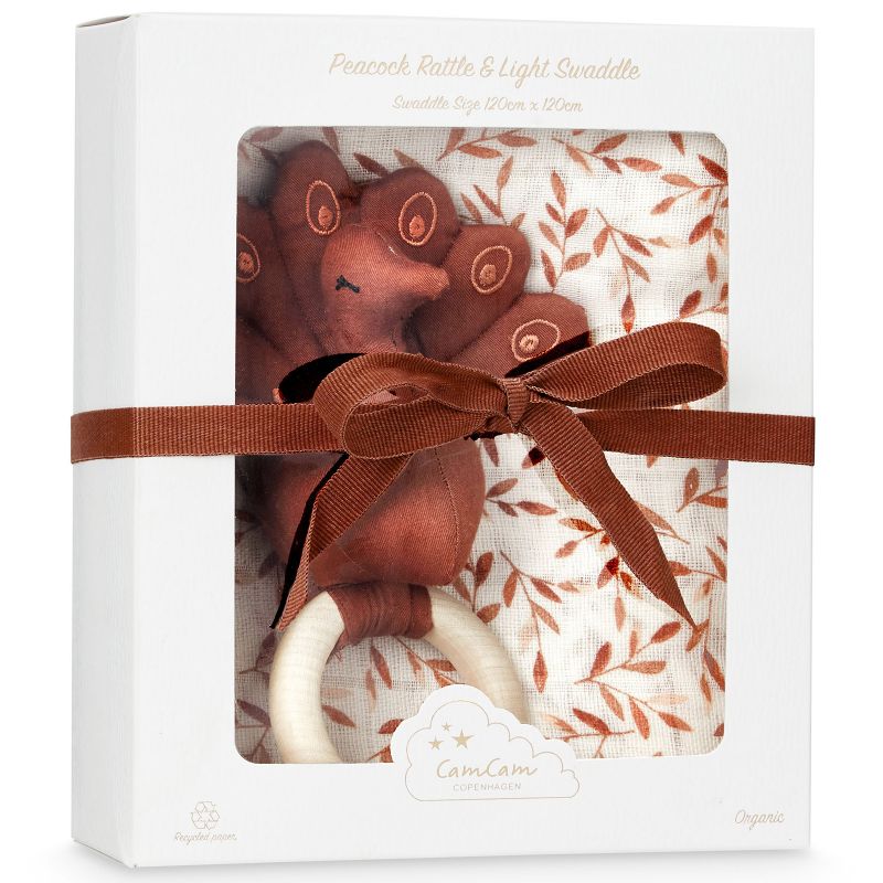 Coffret cadeau hochet et lange Caramel Leaves Cam Cam Copenhagen