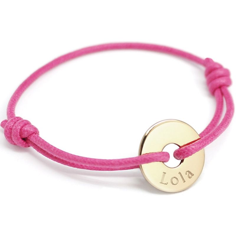 Bracelet cordon Mini jeton (or jaune 750°) Petits trésors
