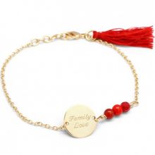 Bracelet femme Bahia rouge plaqué or (personnalisable)  par Petits trésors