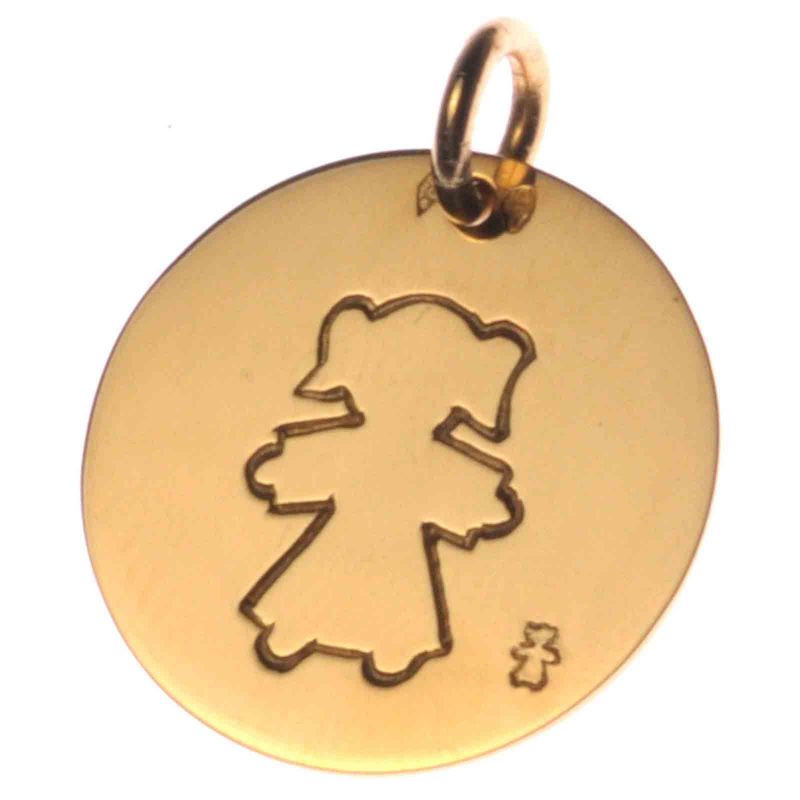 Médaille Pastille Petite fille 20 mm (or jaune 750° ou or blanc 750°) Loupidou