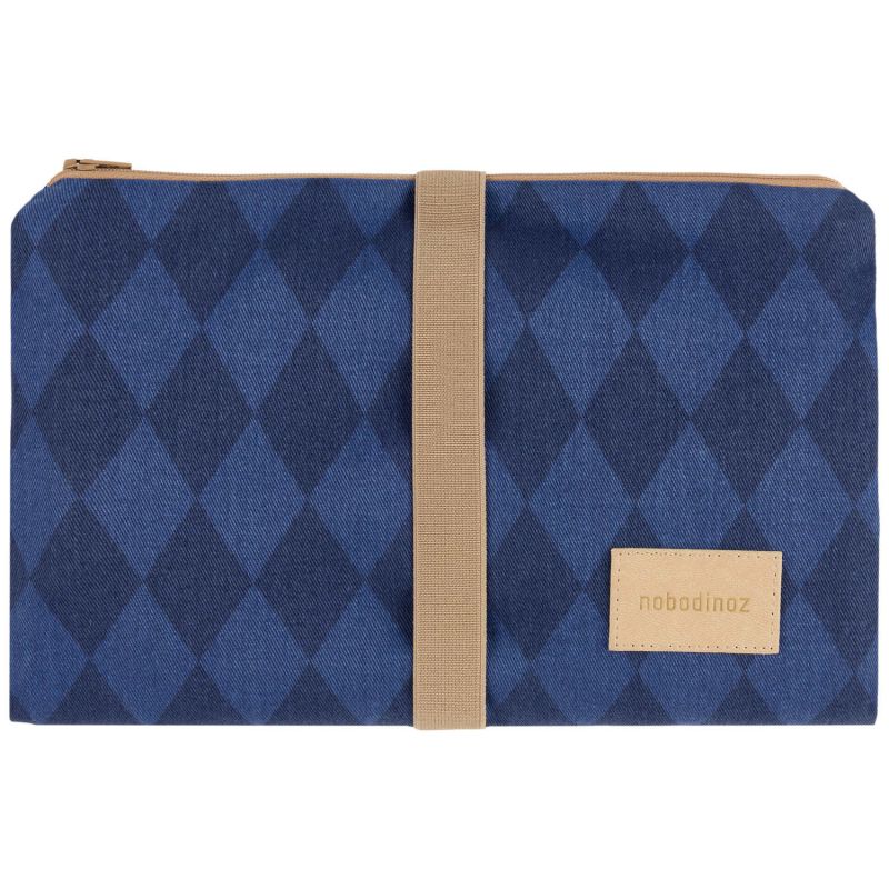Tapis à langer imperméable Hyde Park Denim Blue Diamonds Nobodinoz Produit 1