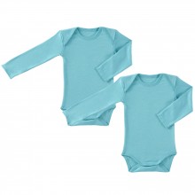 Lot de 2 bodies manches longues coton bio Jersey Coeurs bleu océan (3 mois : 60 cm)  par P'tit Basile