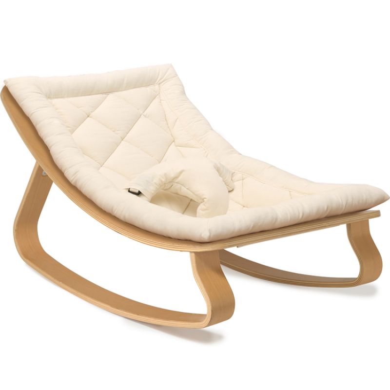 Transat à balancement Levo organic white en bois de hêtre Charlie Crane