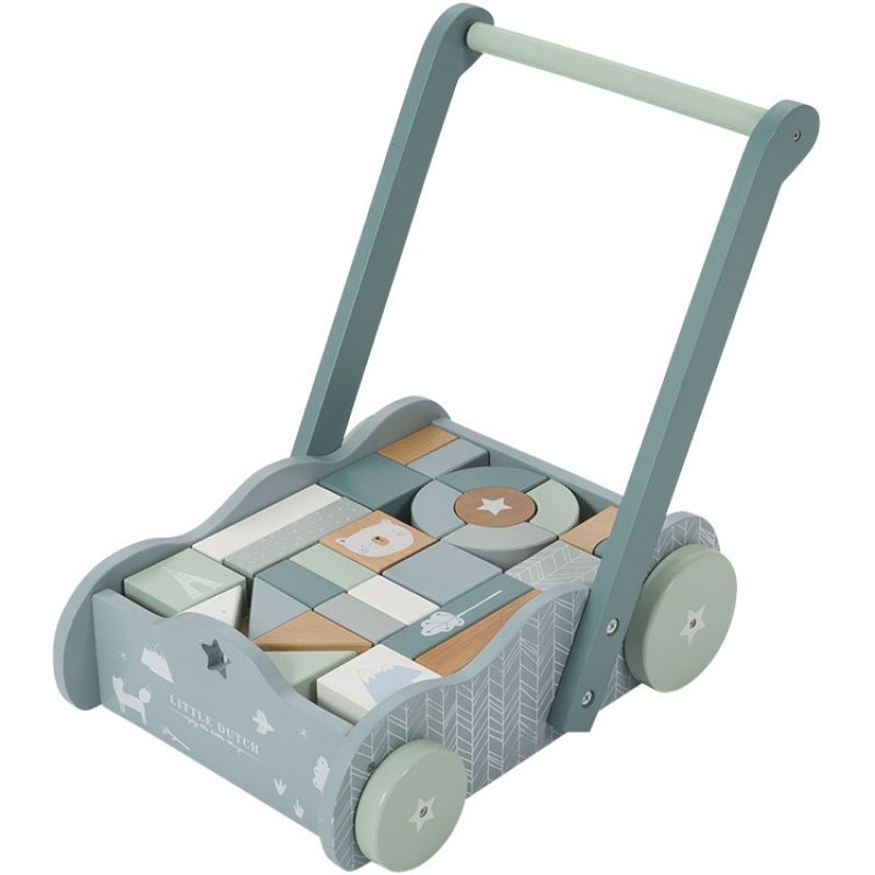 Chariot de marche avec blocs de construction Adventure blue Little Dutch