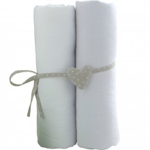 Lot de 2 draps housse blancs (pour lits 60 x 120 cm et 70 x 140 cm)  par Babycalin