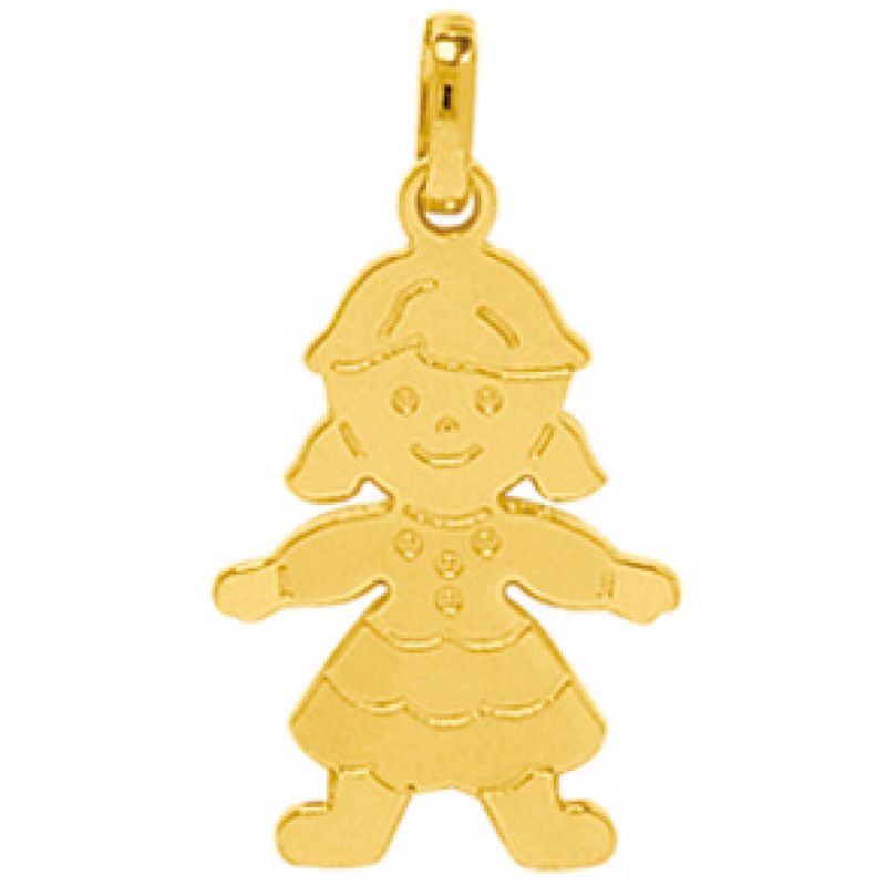 Pendentif petite fille heureuse (or jaune 750°) Berceau magique bijoux