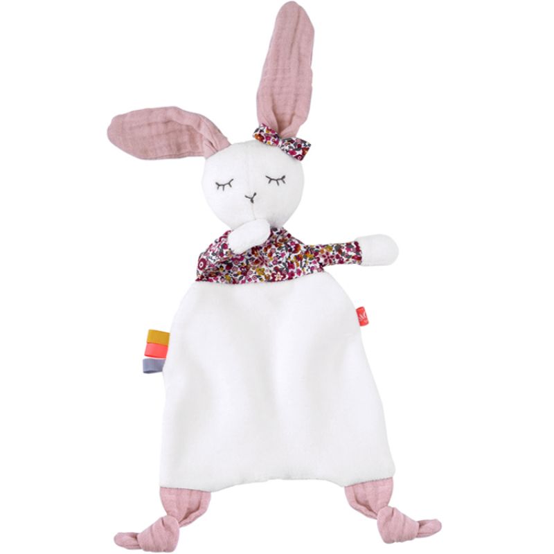 Doudou plat Lapin rose Kikadu