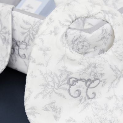 Bavoir bandana Toile de Jouy gris