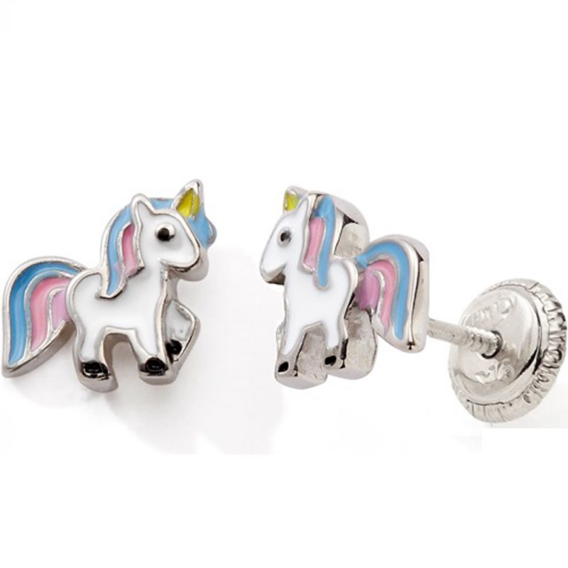 Boucles d'oreilles Easy Viss Licorne multicolore (argent 925) Baby bijoux Produit 1