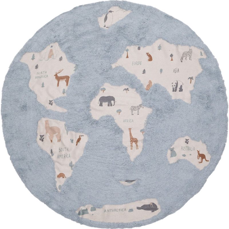 Tapis rond Monde bleu (140 x 140 cm) AFKliving