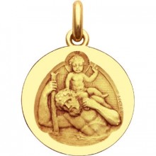 Médaille Saint Christophe sur le dos  (or jaune 750°)  par Becker