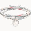Bracelet enfant Liberty triple tour Mini coeur personnalisable (argent 925°) - Merci Maman