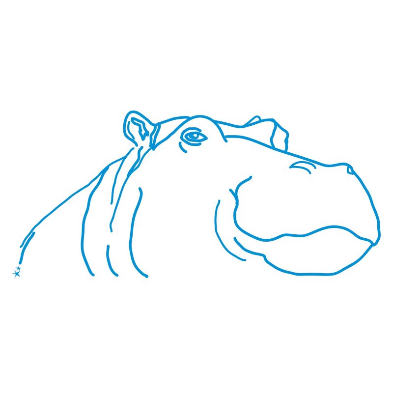 Sticker mural Hippo turquoise (37 x 80 cm) Mimi'lou