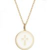 Collier femme Croix ivoire plaqué or 45 cm (personnalisable) - Petits trésors