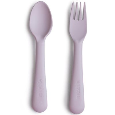 Cuillère et fourchette Soft lilac  par Mushie