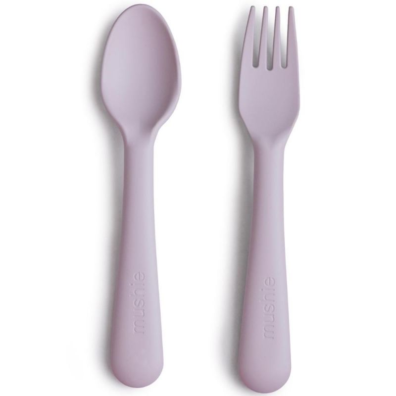 Cuillère et fourchette Soft lilac Mushie