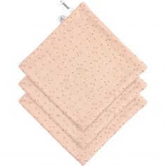 Lot de 3 débarbouillettes Pois rose-pêche - Lässig 