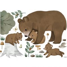 Planche de stickers L Famille Ours (64 x 90 cm) - Lilipinso