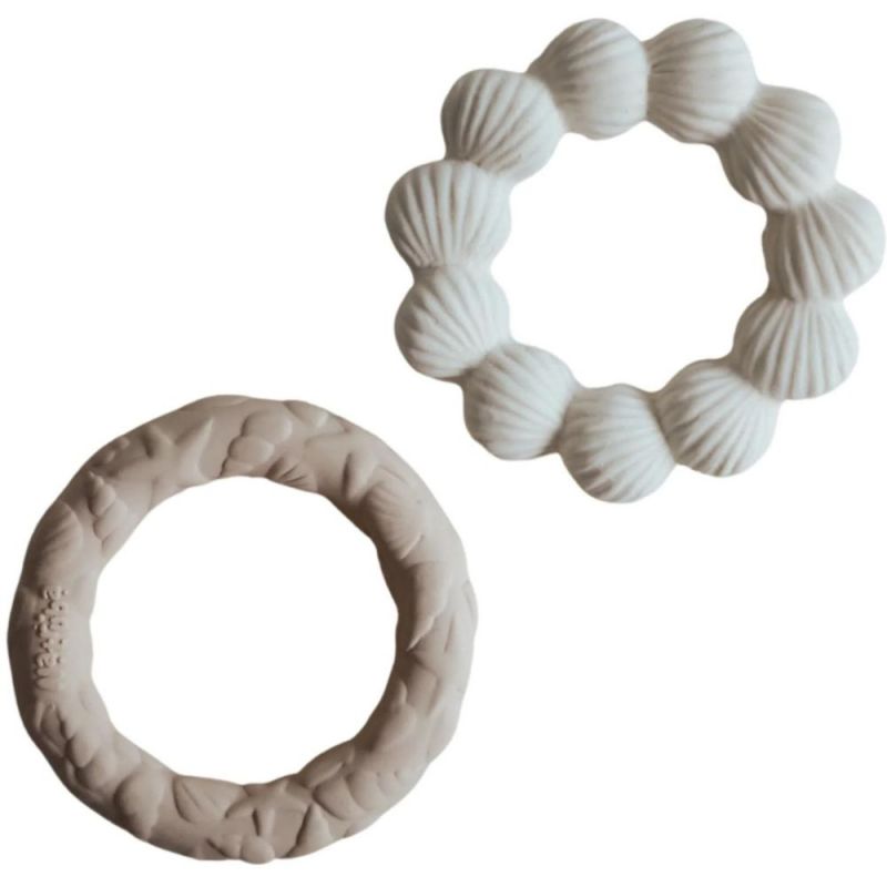 Lot de 2 jouets de dentition en hévéa Ocean and Shell Natruba