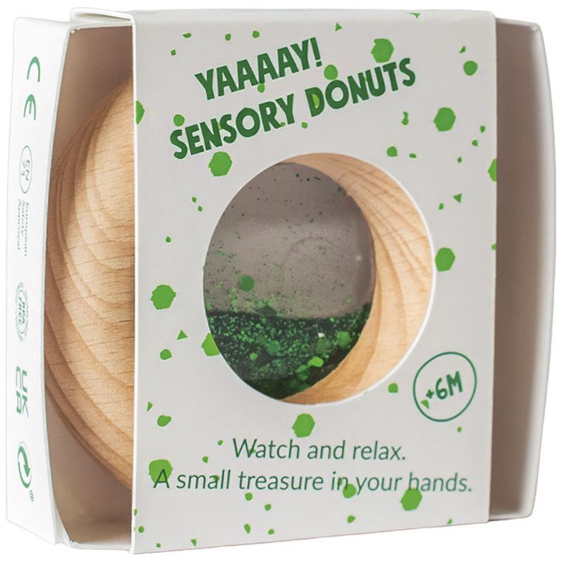Hochet sensoriel Calm Donut verte Petit Boum Packaging 2