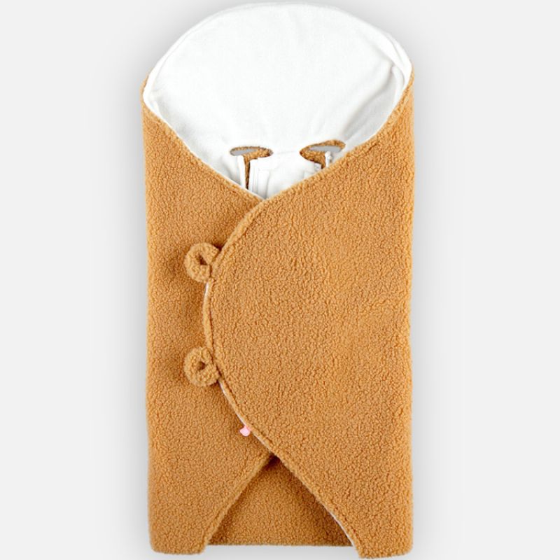 Couverture nomade en sherpa Mix & Match camel Noukie's