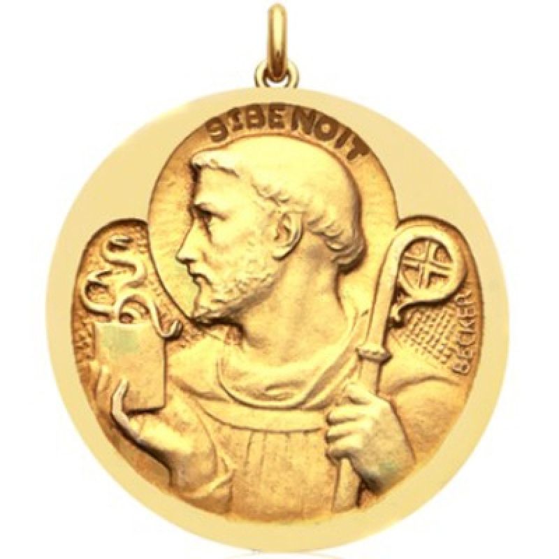 Médaille Saint Benoît (or jaune 750°) Becker