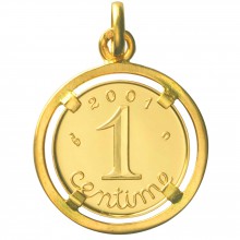 Médaille un Centime Bijouté 2001 recto/verso (or jaune 750°)  par Monnaie de Paris