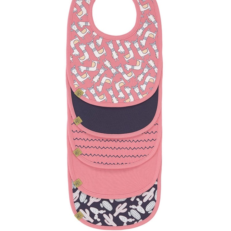 Lot de 5 bavoirs à velcro en éponge imperméable Glama Lama corail Lässig
