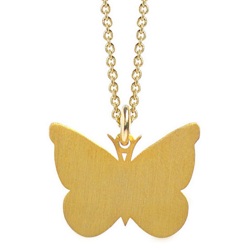 Collier chaîne 40 cm pendentif Nature papillon 20 mm (vermeil doré) Coquine
