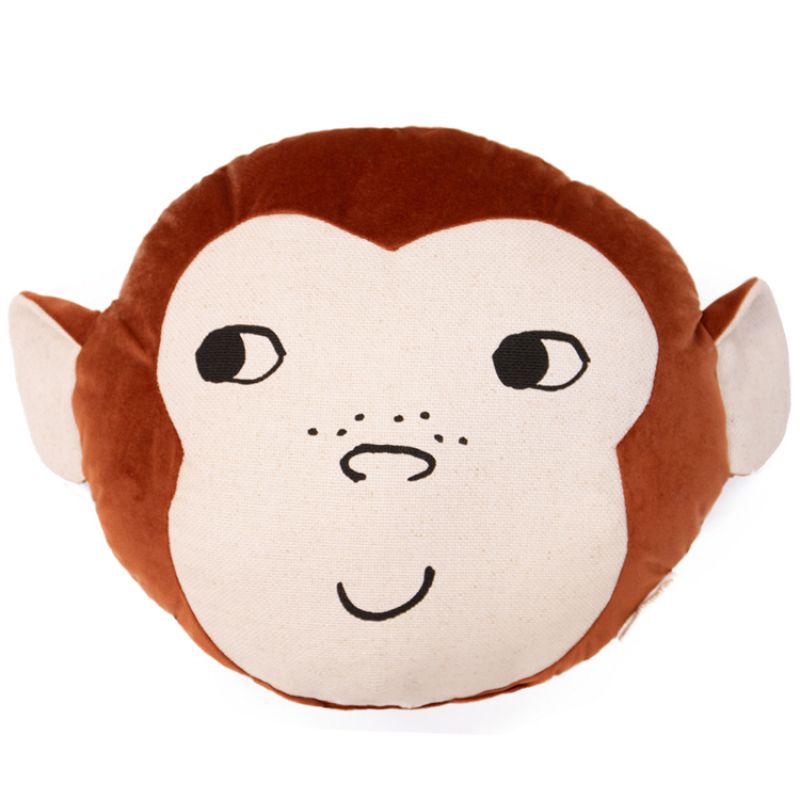 Coussin singe Wild marron (32 x 35 cm) Nobodinoz