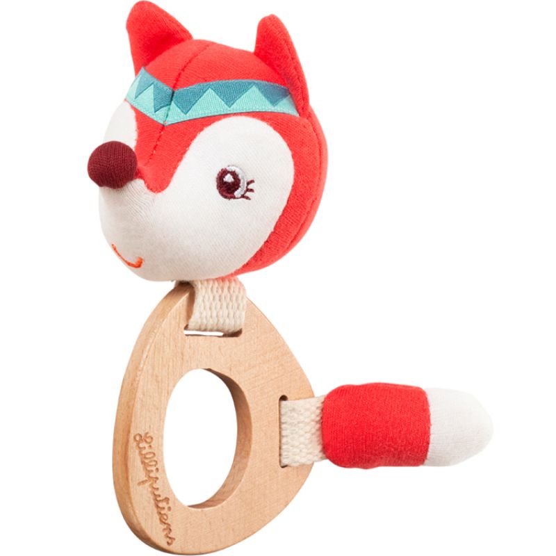 Hochet en bois éco Alice la renarde Lilliputiens