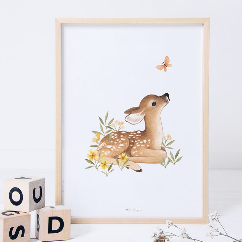 Image d'ambiance de présentation du produit Affiche faon Oh deer (30 x 40 cm) - Lilipinso