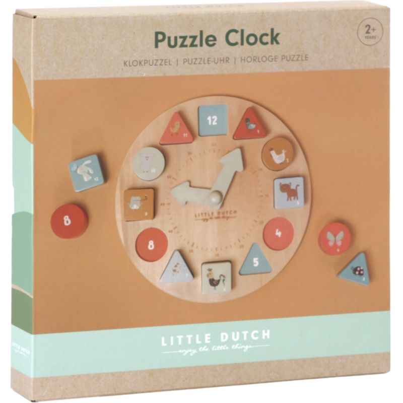 Puzzle horloge en bois Little Goose Little Dutch Packaging 3