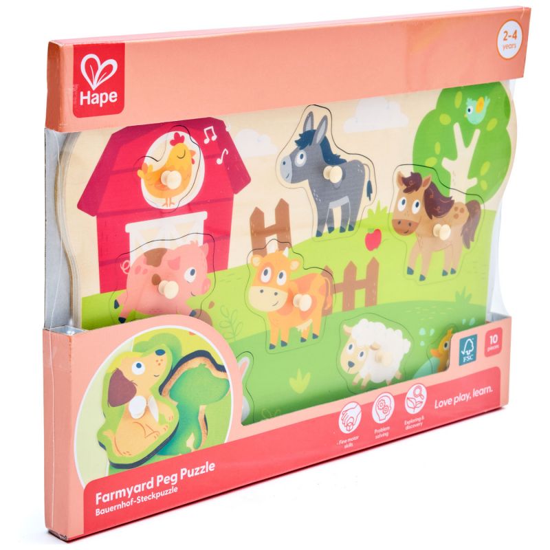 Puzzle à boutons animaux de la ferme Hape Packaging 4