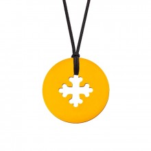 Collier cordon médaille Signes Croix Occitane 16 mm (or jaune 750°)  par Maison La Couronne
