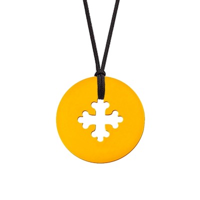 Collier cordon médaille Signes Croix Occitane 16 mm (or jaune 750°) Maison La Couronne