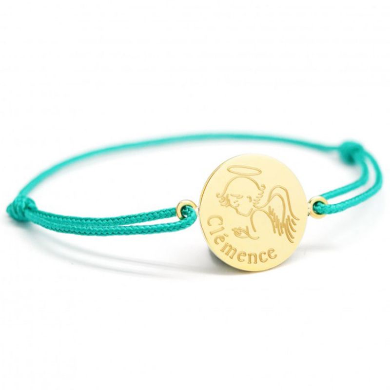 Bracelet cordon Ange personnalisable (plaqué or) Petits trésors