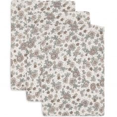 Lot de 3 gants de toilette en gaze de coton Retro Flowers - Jollein