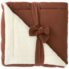 Couverture peluche double gaze et microfibre toffee (70 x 100 cm) - BB & Co