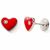 Variation Rouge du produit Boucles d'oreilles à vis Oxyde et cœur laqué rouge (argent) de la marque Baby bijoux
