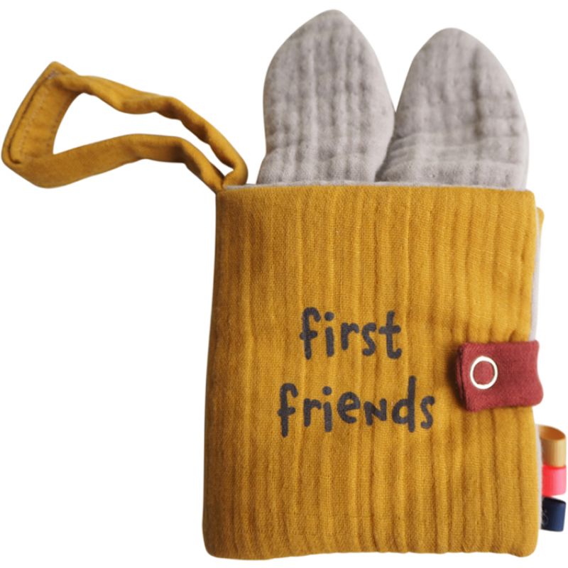 Livre bébé en tissu Lapin First friends Kikadu