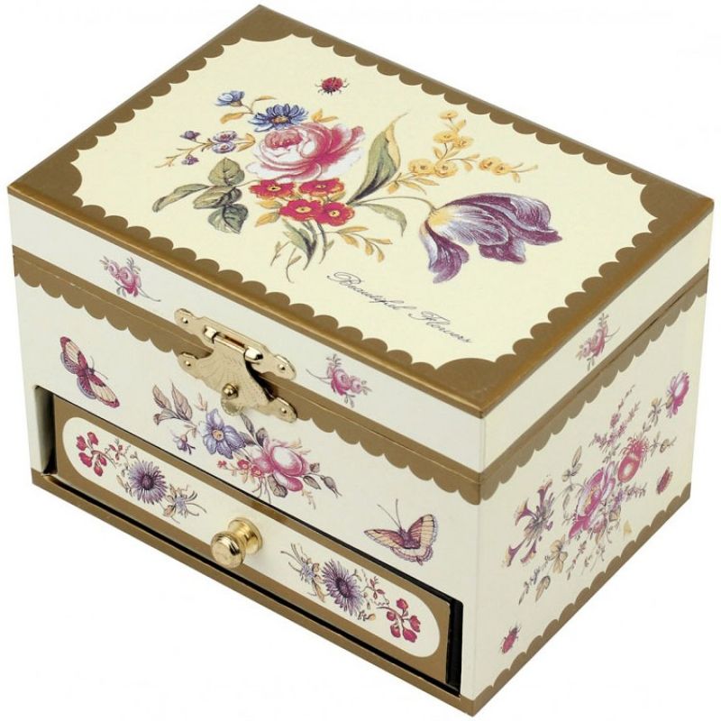 Coffret à bijoux musical Fleurs Trousselier