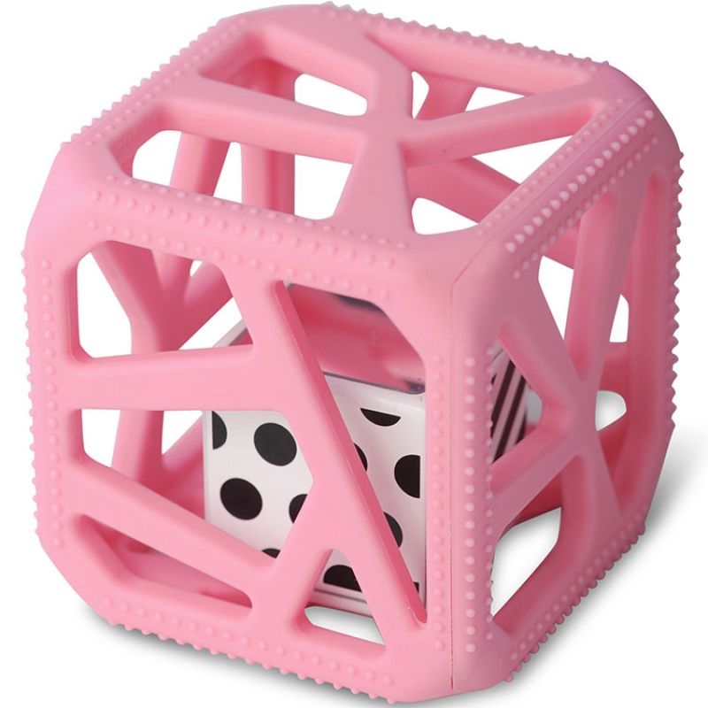 Hochet cube de dentition rose Malarkey Kids