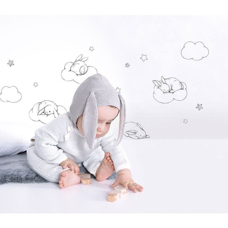Planche de stickers lapin et nuage (A3) Lilipinso