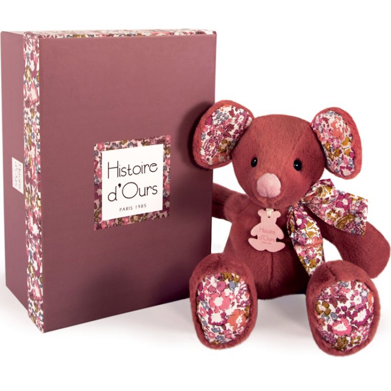 Coffret peluche souris terracotta Copains câlins (25 cm) Histoire d'Ours