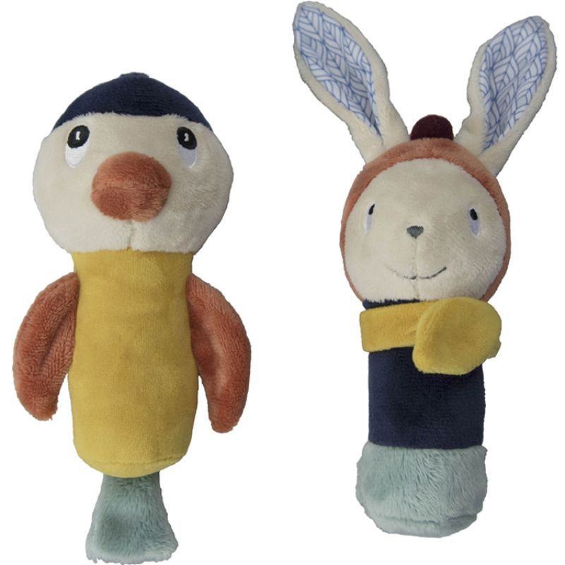 Lot de 2 hochets maracas Gabin lapin (13 cm) Ebulobo