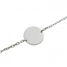 Bracelet empreinte gourmette chaîne simple 18 cm (or blanc 750°)   par Les Empreintes